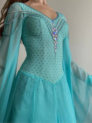 Vestido Baile Estándar Turquesa 1.73, 84-65-97