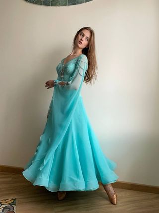 Vestido Baile Estándar Turquesa 1.73, 84-65-97