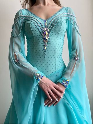 Vestido Baile Estándar Turquesa 1.73, 84-65-97