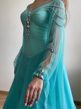 Vestido Baile Estándar Turquesa 1.73, 84-65-97