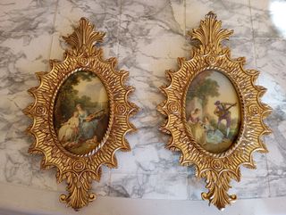 Pareja de cuadros bronce estilo Rococó