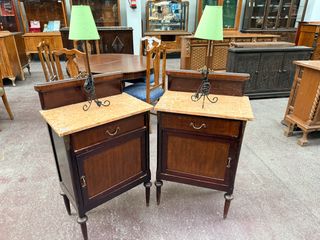 2 Mesitas Rústicas Madera y Mármol