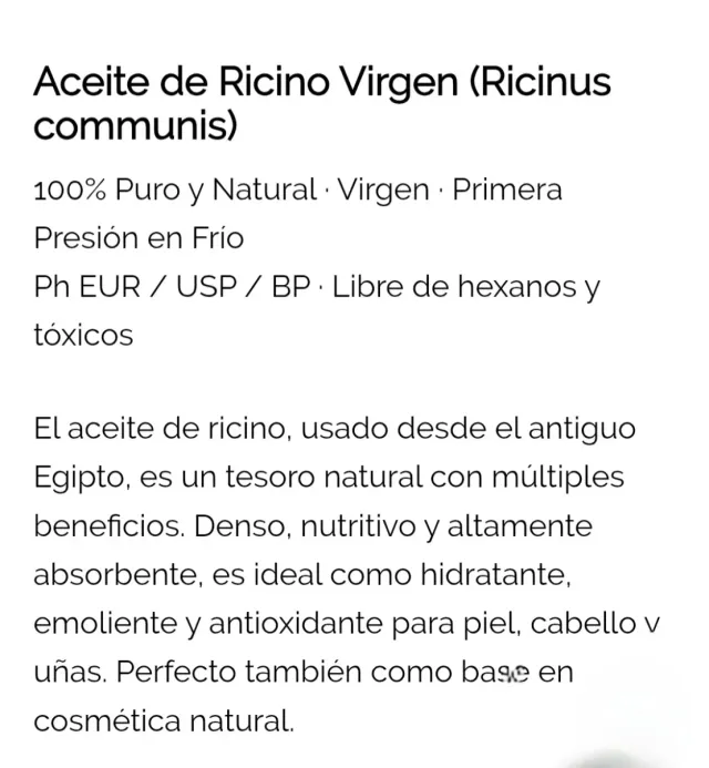 Aceite de Ricino Puro y Natural