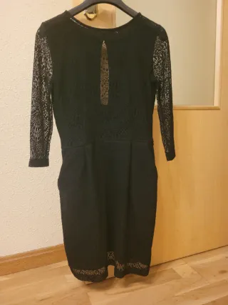 Vestido fiesta negro encaje talla S