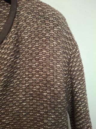 Abrigo punto Trucco beige y marrón