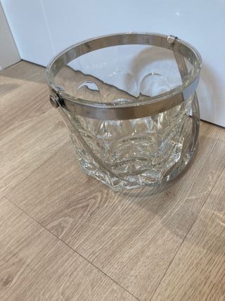 Cubitera de hielo vidrio y acero inoxidable