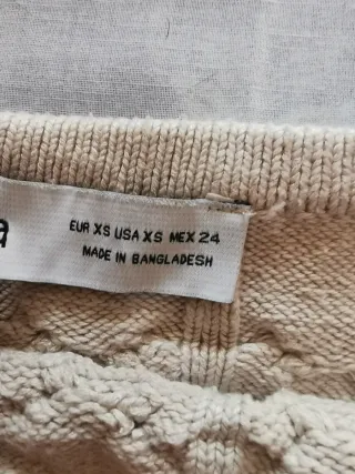 Jersey beige punto trenzado escote barco