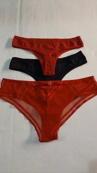 Lote Lencería 2 tangas y 1 culote rejilla.