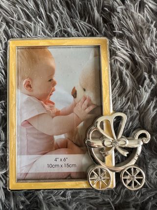 Marco de fotos bebé con carrito plata