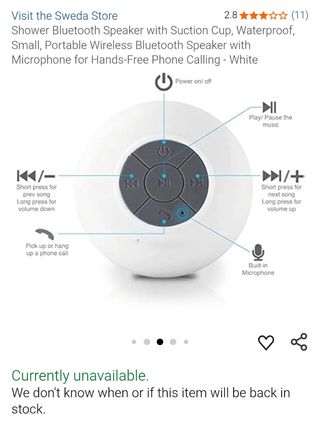 Altavoz Bluetooth Ventosa Waterproof Gris/Blanco