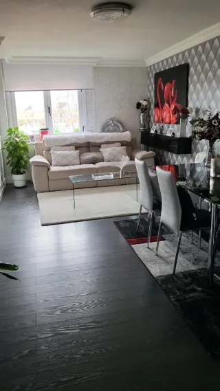 Sofá eléctrico 4 plazas beige/gris para 4 personas