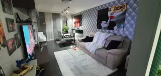 Sofá eléctrico 4 plazas beige/gris para 4 personas