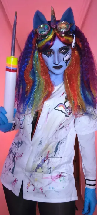 Peluca Arcoíris Multicolor. Muy rizada..