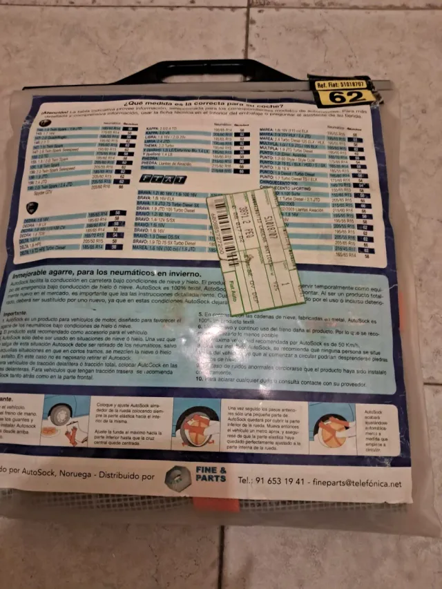 Cadenas textiles AutoSock Talla 62