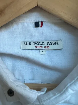 Camisa Lino Hombre Talla L Blanca