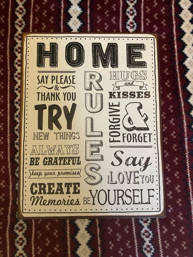 Cuadro decorativo Home Rules Metal