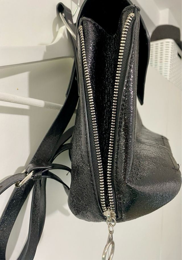 Bolso Mochila Zara Negro Charol