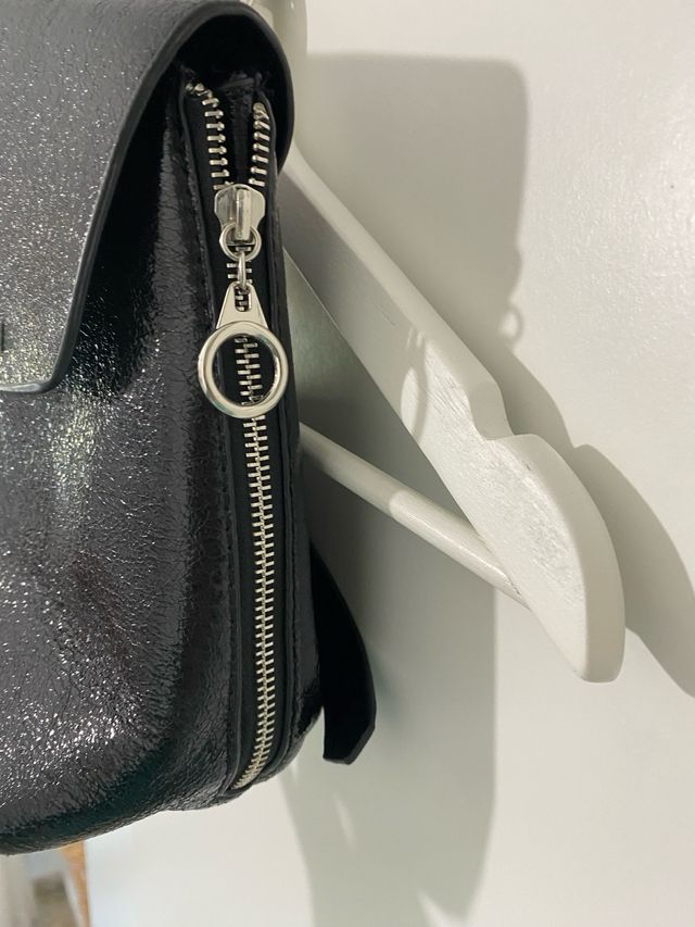 Bolso Mochila Zara Negro Charol