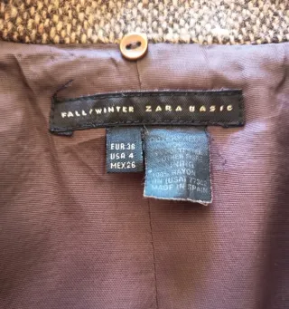 Chaquetón Zara Lana Marrón Talla 36