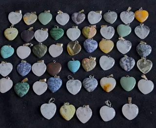50 Ciondoli Cuore Pietre Dure Miste