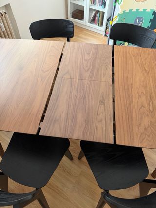 Mesa de comedor extensible madera nogal