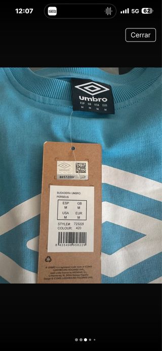 Sudadera Umbro Azul Nueva