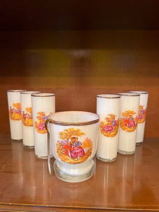 Juego cubitera y vasos vintage