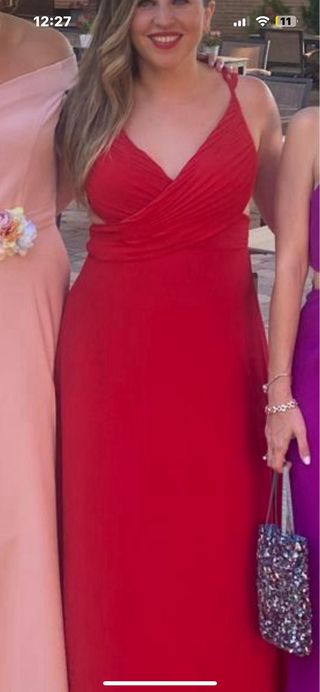 Vestido largo fiesta boda rojo