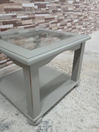Mesa de centro salón cristal y madera