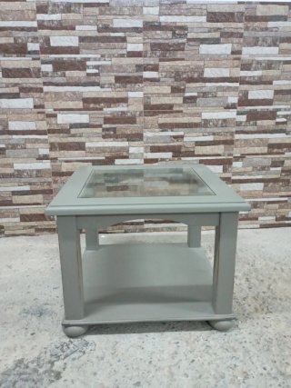 Mesa de centro salón cristal y madera