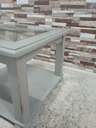Mesa de centro salón cristal y madera