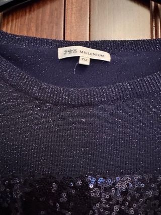 Maglione blu marino con paillettes glitterate