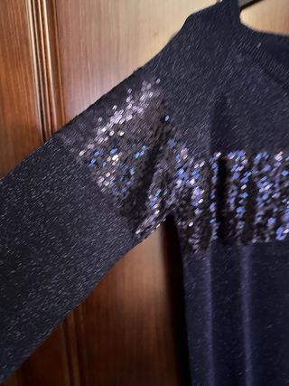 Maglione blu marino con paillettes glitterate