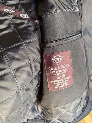 Chaqueta de cuero negra TRY para moto