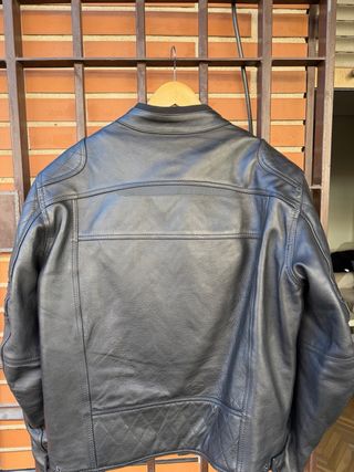 Chaqueta de cuero negra TRY para moto