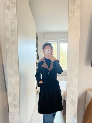 Cappotto Koan nero e marrone mai usato