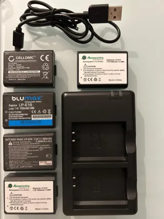 Canon EOS 1100D+Objetivo 18‑55mm+bolsas+6 Bateri