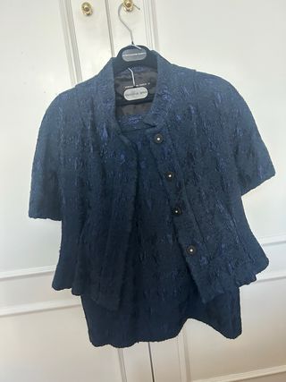 Traje Chaqueta Purificación García Azul Oscuro Tal