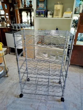 Vinoteca, botellero , estantería Metálica - Ruedas