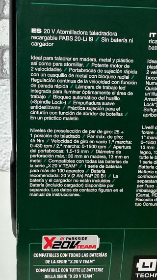 Lijadora Parkside 20V Excéntrica 125mm