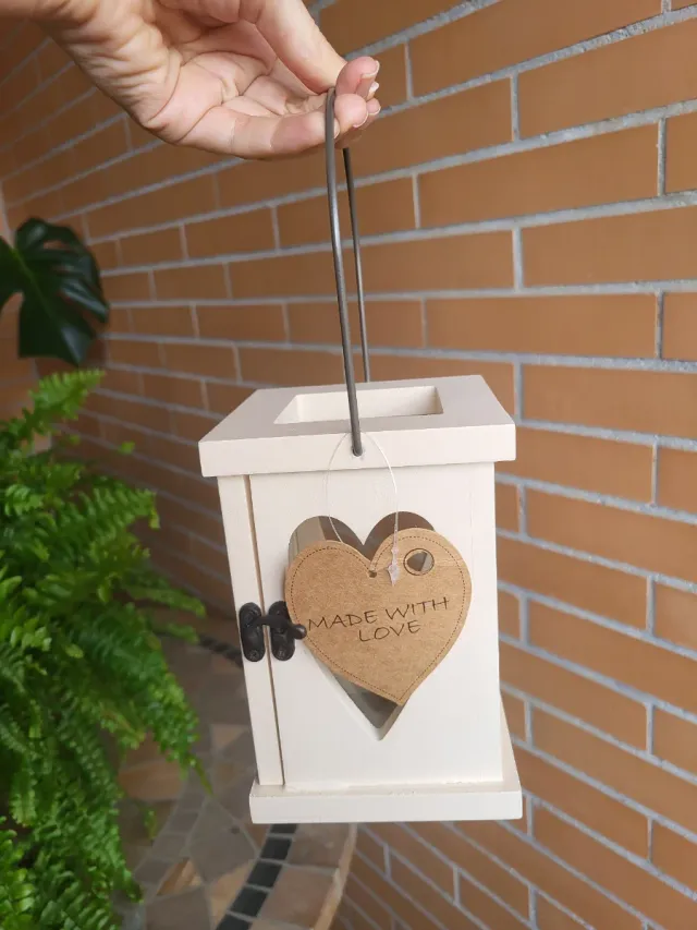 Farol portavelas madera