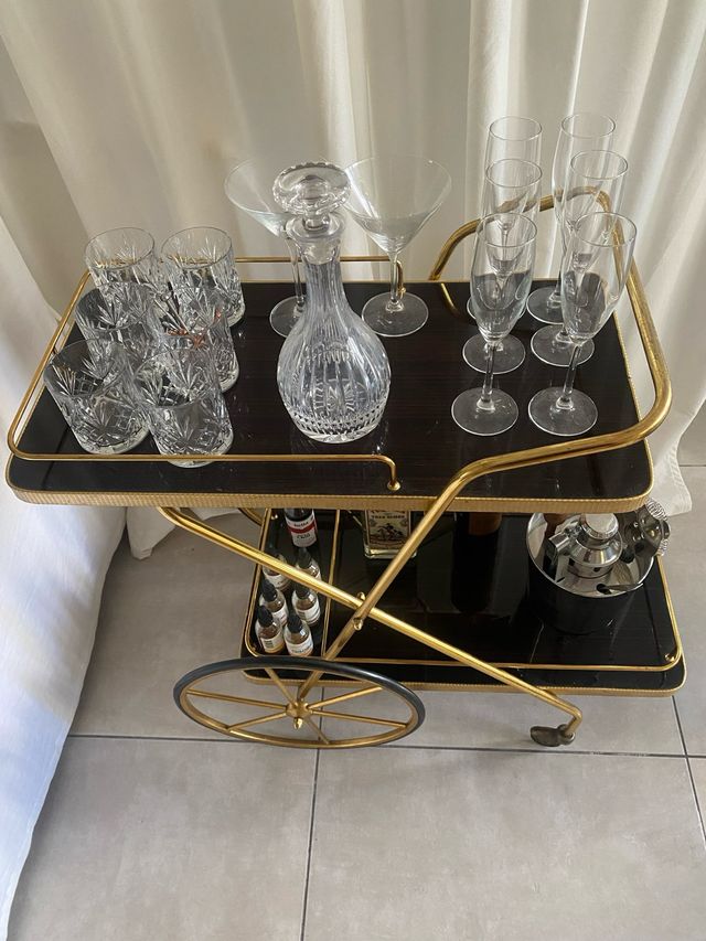 Carrito Camarera Bebidas Años 60 Madera Metal