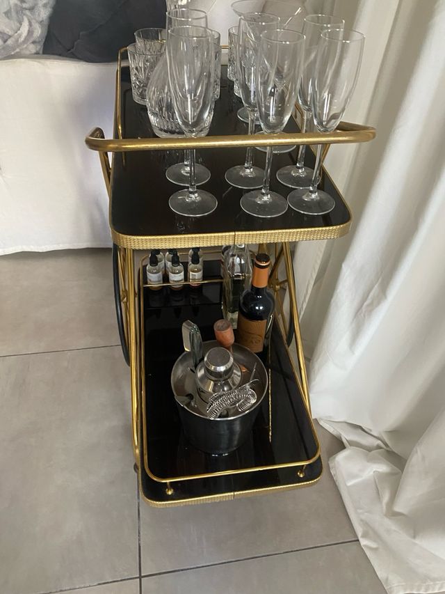 Carrito Camarera Bebidas Años 60 Madera Metal