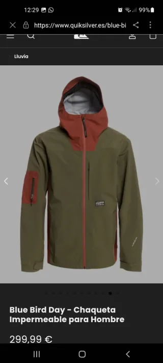 Chaqueta Quiksilver Hombre Impermeable