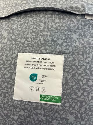 Juego Sábanas Algodón Benetton 3 Piezas cama 90