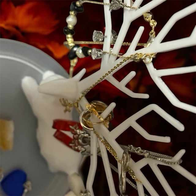 Joyero 3D Ciervo Blanco y Base Plateada