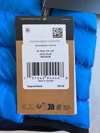 Chaleco plumas North Face azul. Talla M