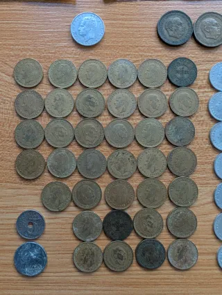 Lote Billetes y Monedas Franco/Juan Carlos plata