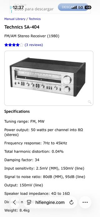 Receptor Amplificador Technics SA-404