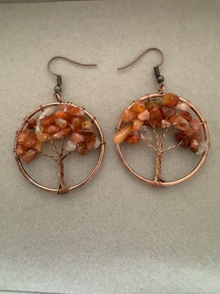 Brincos Árvore Ágata Vermelha